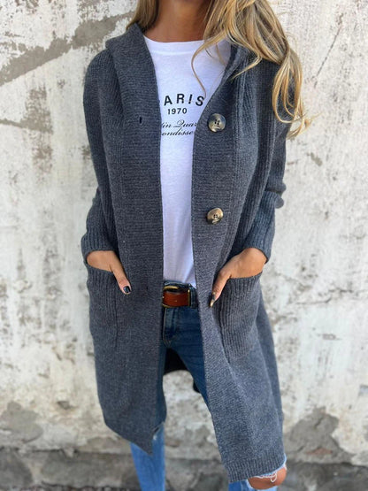 Ribbed Knit Button Front Coat