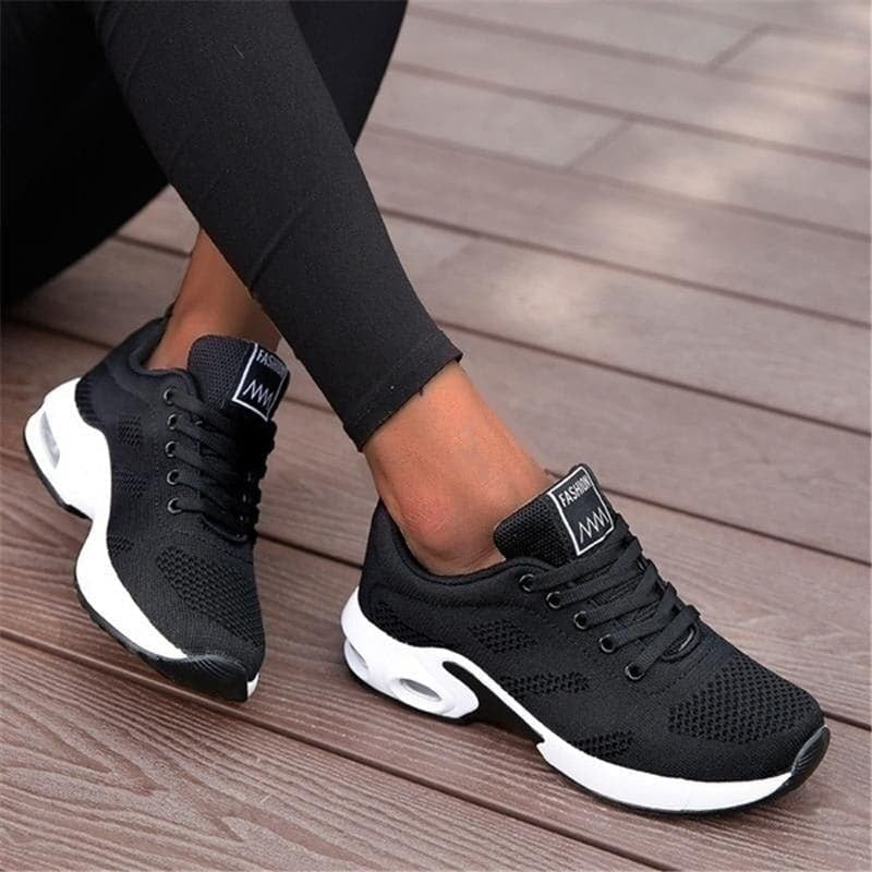 Knit Sneakers With Breathable Mesh Upper