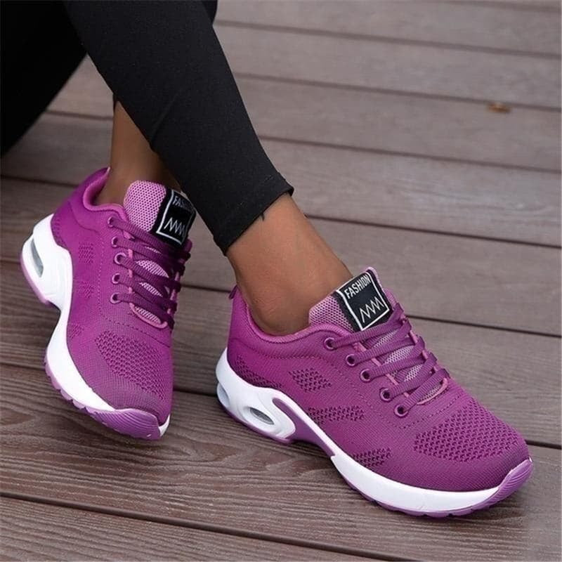 Knit Sneakers With Breathable Mesh Upper