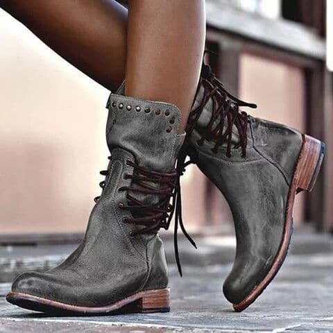 Fall Studded Lace-Up Boots