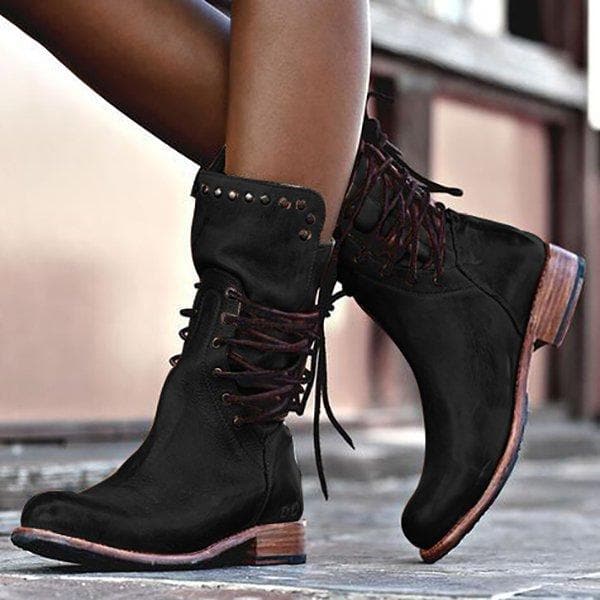 Fall Studded Lace-Up Boots