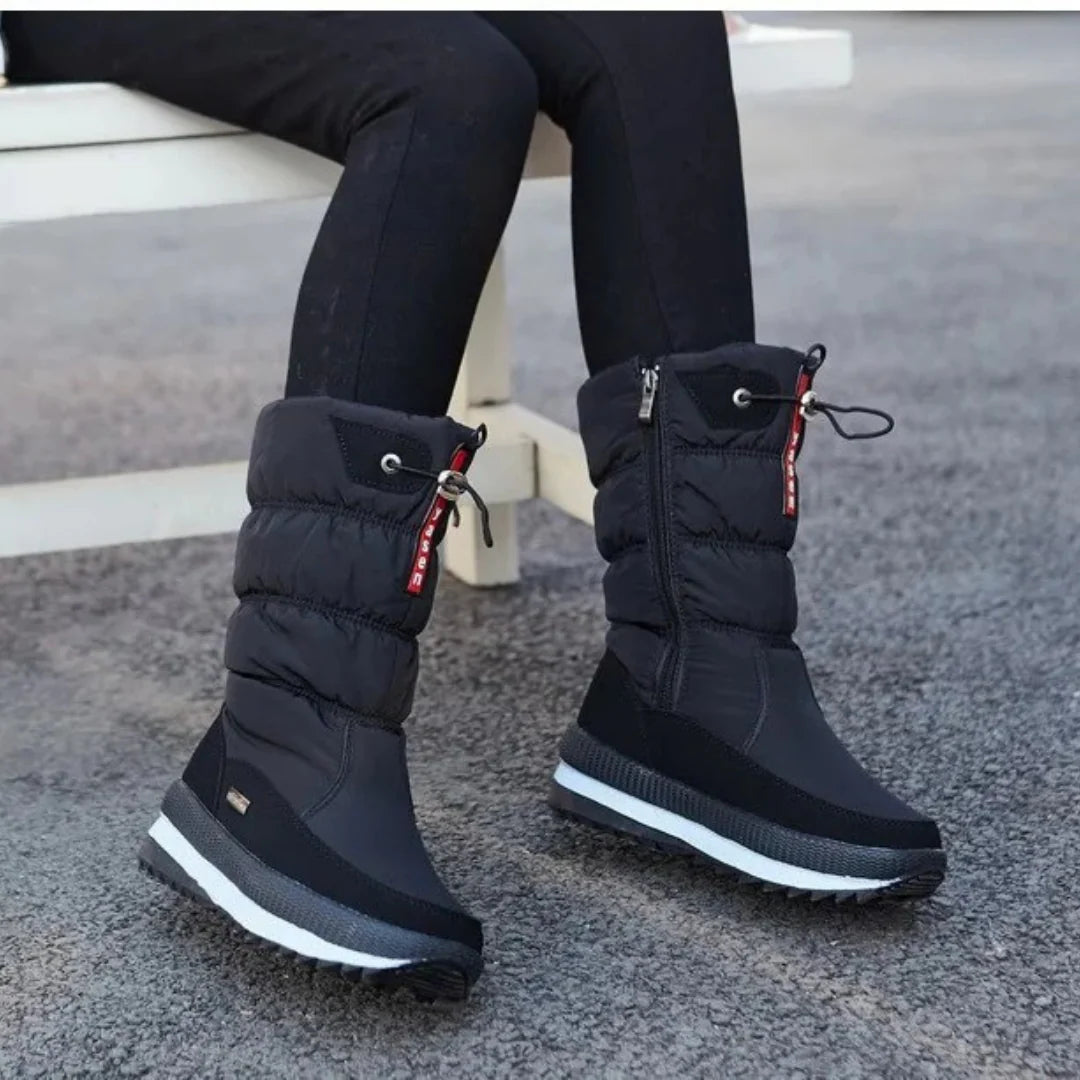 Mid-Calf Boots With Quilted Upper