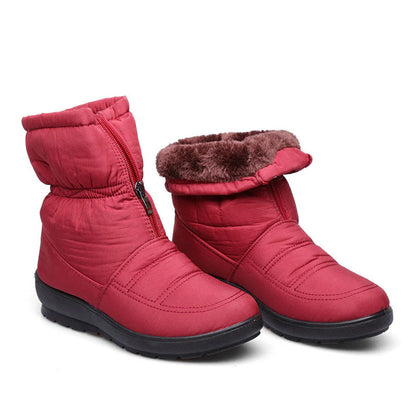 Women’s Quilted Mid-Calf Boots – Front Zip, Insulated Lining, Flat Sole – Fall Outdoor Footwear