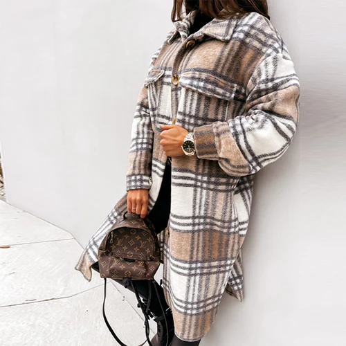 Plaid Longline Fall Shacket