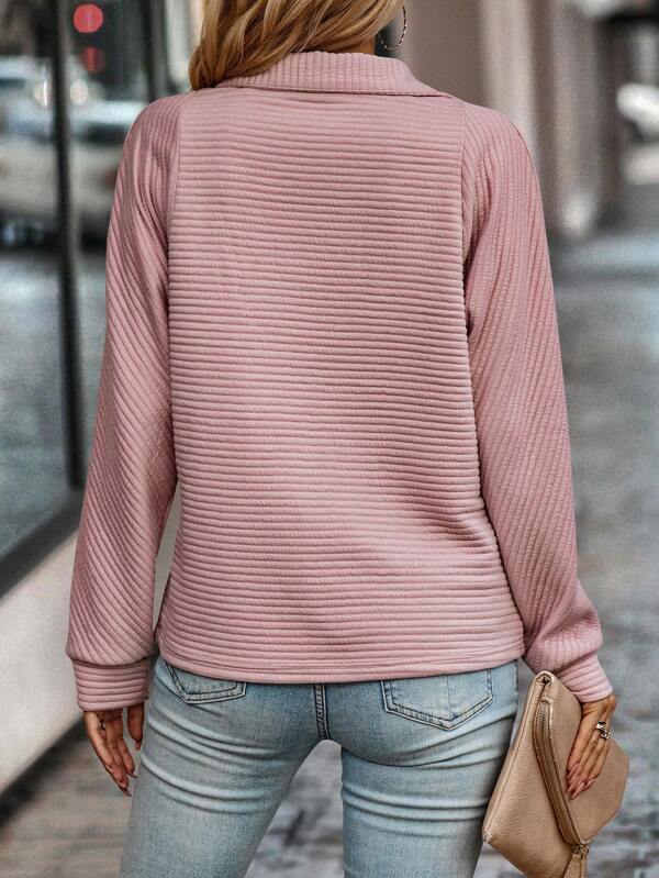 Ribbed Half Zip Pullover