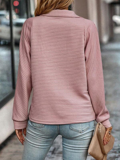 Ribbed Half Zip Pullover