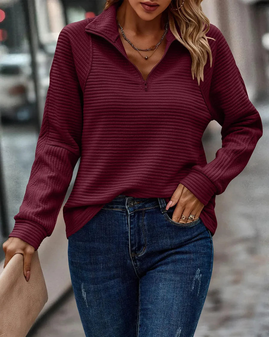 Ribbed Half Zip Pullover
