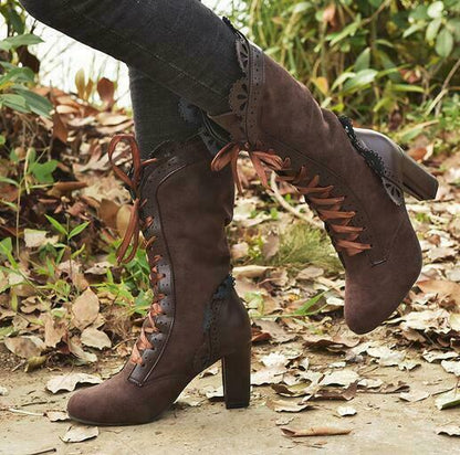 Fall Lace-Up Heeled Boots