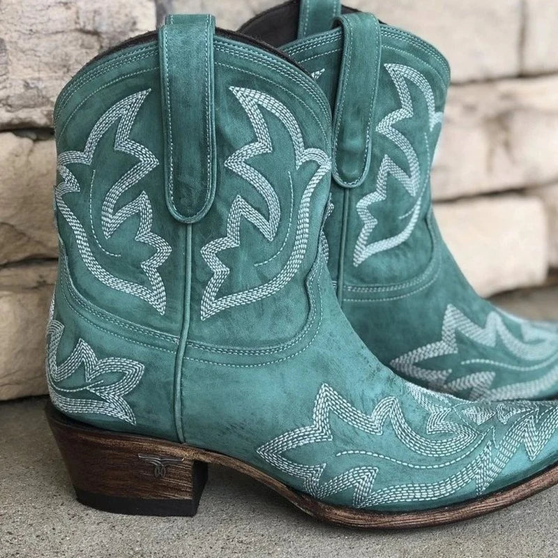 Western Embroidered Short Boots