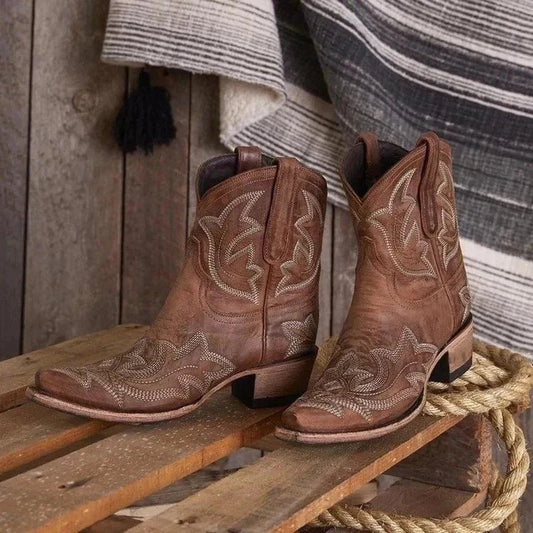 Western Embroidered Short Boots